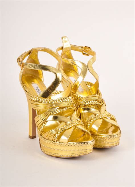 prada gold metallic heel jeweled pump|prada ankle pumps.